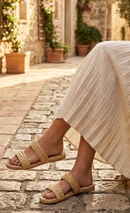 Sandalias Planas de Rafia Natural para Mujer, Hechas a Mano, Ligeras - Product Image 1