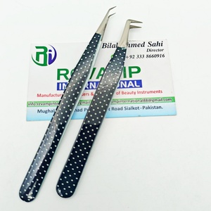 Pinces à extensions de cils en acier inoxydable haute précision, personnalisées, avec revêtement en papier à pois, à 45 et 90 degrés, pour isolation - Product Image 6