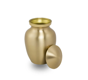 Modern Brass Round Urn Minimalist Design Durable Metal Keepsake for Sympathy Occasion Tabletop <b>Vase</b> home decor - Product Image 2