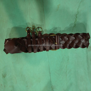 Ceintures en cuir véritable de vache pour hommes, ceinture tressée vintage pour jeans - Product Image 1