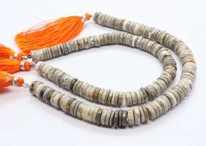 Cuentas de Jaspe Bumble Bee AAA Heishi de 7-8 mm con forma de neumático, cuentas de piedras preciosas Bumble Bee de 8 pulgadas para joyería - Product Image 6