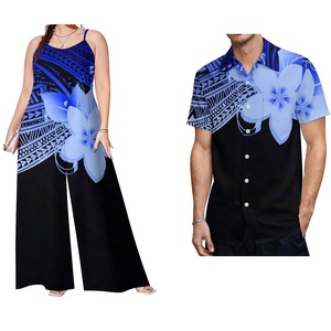 Último Diseño Polinesio, Camisa Casual de Manga Corta para Hombre y Romper para Mujer, Conjuntos de 2 Piezas al por Mayor, Conjuntos Samoanos para Parejas - Product Image 4