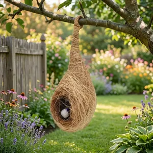 Nido Colgante para Pájaros de Fibra de Coco Natural, Hecho a Mano, Ecológico, Casa para Pájaros de Fibra de Coco, Decoración Rústica para Jardín Exterior, Suministros al por Mayor - Product Image 5