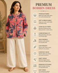 Veste matelassée rose vintage pour femme, imprimé animalier fait main, 100% coton biologique, manteau bohème indien Kantha réversible, cadeau - Product Image 2