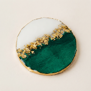 Handmade Emerald Green White Epoxy Resin <b>Coaster</b> Set with <b>Gold</b> Leaf Luxury Round <b>Coasters</b> 10cm Diameter 5mm Thick REHMAN CRAFT - Product Image 5