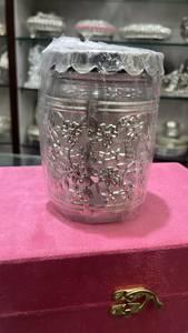 JM INTERNATIONAL โถแก้วโบฮีเมียนลายสลักสีเงิน ชุดของขวัญสำหรับเทศกาลดีวาลี - Product Image 2