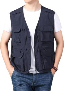 Men's Multi Pocket Fishing <b>Vest</b> Outdoor <b>Utility</b> <b>Vest</b> Lightweight Breathable Tactical Solid Color Zipper Closure Upf 35 - Product Image 2
