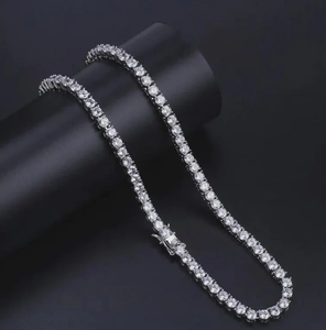 Luxury Round Cut Moissanite Tennis <b>Chain</b> Necklace <b>Iced</b> <b>Out</b> Hip Hop Jewellery Classic Diamond Look Gift - Product Image 2