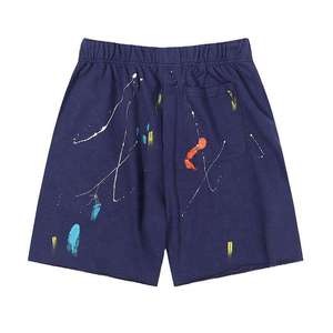 Triveers Men's Casual Drawstring Shorts Hand-Painted <b>Abstract</b> Pattern Mid Waist Black Sweat Shorts For Men's - Product Image 3
