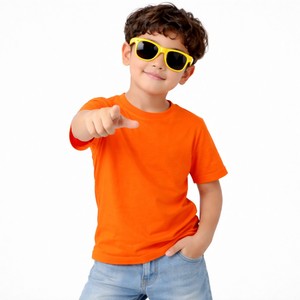 เสื้อยืดเด็กขายดีประจำฤดูร้อน ผ้าฝ้าย ทรงหลวม สีพื้น แขนสั้น คอกลม เสื้อยืดลำลองสำหรับเด็ก ขายส่ง - Product Image 1