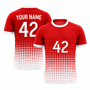 Custom Men Sublimation <b>Football</b> Jersey Short Black <b>White</b> Dot Print Team Uniform Neck Pullover Breathable Quick Dry 100% - Product Image 6