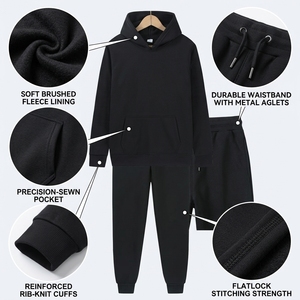 Sudaderas con Capucha y Pantalones Deportivos para Hombre, al por Mayor, de Fábrica OEM, Personalizados, de Alta Calidad, Transpirables, con Cintura Elástica, de Poliéster/Algodón - Product Image 4
