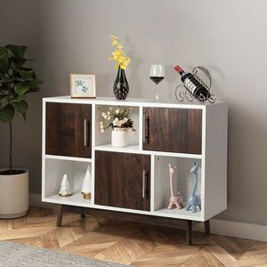 Credenza in Legno con Vetrina e Armadietto Portaoggetti a Scomparti Multipli - Product Image 2