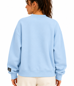 Sweat-shirt à col montant pour femme, imprimé floral personnalisé, avec logo appliqué en relief, coupe oversize, style décontracté - Product Image 3