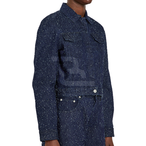 Wholesale Custom OEM Women's <b>Denim</b> <b>Jackets</b> Oversize Long Sleeve Basic Button Varsity <b>Lightweight</b> Paint Splatter Pockets Winter - Product Image 2