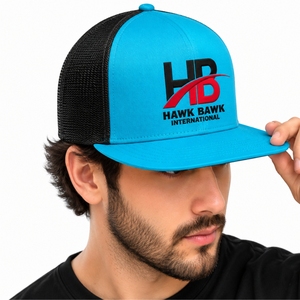 Casquette trucker unisexe haut de gamme bicolore en maille avec logo brodé personnalisé, fermeture snapback réglable, légère, pour un usage quotidien, pour hommes - Product Image 1