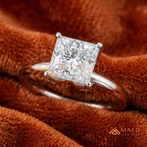 Minimalist Princess Cut 925 Sterling <b>Silver</b> <b>Ring</b> | 2CT Square Solitaire Engagement <b>Ring</b> | High Polish <b>Plain</b> Band Promise <b>Ring</b> - Product Image 2