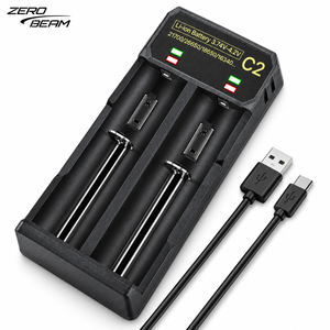 Li-Ion NiMH <b>Battery</b> <b>Charger</b> <b>with</b> <b>USB</b> C Input ZEROBEAM dual bay 1A x2 <b>Charger</b> for 18650 21700 26650 Rechargeable Cells - Product Image 1