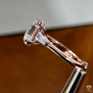 Stunning <b>Emerald</b> Cut Lab Grown Diamond Engagement <b>Ring</b> Featuring Sleek Baguette Diamonds And Minimal Design - Product Image 6