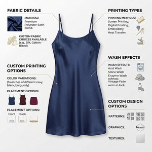 Elegante Vestido Mini sin Tirantes de Satén Azul Marino, Corte Holgado y Suave, Ropa de Estar para Mujer, Estilo Primavera, 100% Seda Ecológica Térmica - Product Image 6