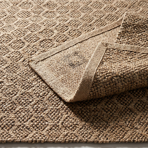 Elegant Modern Handwoven <b>Jute</b> Beige Brown <b>Rug</b> with Repeating Diamond Pattern Textured Living Room Bedroom Dining Room - Product Image 6