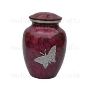 Urna Funeraria de Latón Morado Agrietado Decorativa para Cenizas con Banda de Mariposa para Decoración de Mesa - Product Image 3
