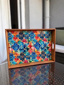 Luxury Durable Eco-Friendly Polished Solid Wooden Handcrafted Rectangle <b>Serving</b> <b>Tray</b> <b>Handles</b> Coffee Table Party Wedding Birthday - Product Image 1