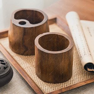 <b>Rustic</b> Wooden <b>Desk</b> Pen Holder Round Office Supply Organizer for Pens and Accessories Natural Wood Handicraft Design - Product Image 6