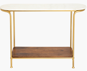 Modern Industrial Design Double Shelve <b>Console</b> <b>Table</b> <b>Storage</b> Metal Marble Powder Coated for Home Office Living Room Dining Use - Product Image 6