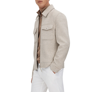 Autumn Winter <b>Men's</b> Woven Wool <b>Coat</b> Lapel Collar Casual Zipper Sports Jacket Fashion Warm Outerwear - Product Image 3