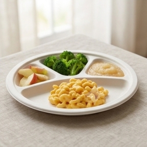 11 Inch Four Compartment Bagasse Meal Plate Biodegradable Compostable Disposable Sugarcane Fiber Tableware Restaurants Catering - Product Image 3