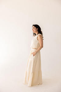 Jupe longue en gaze 100% coton, triple couche de mousseline, avec poches, taille super extensible, style bohème, jupe de maternité - Product Image 2