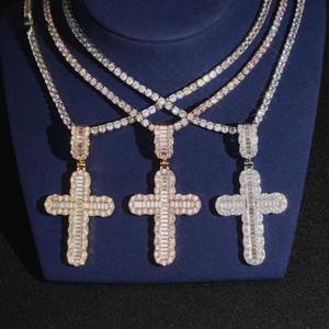 Collier tendance personnalisé style hip-hop en argent 925 plaqué rhodium avec pendentif croix de Jésus en moissanite et diamants, cadeau religieux chrétien - Product Image 6