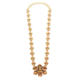 Conjunto de Collar Largo con Diseño de Templo de Piedra y Perla, Estilo Tradicional, para Mujer, Joyería de Moda 10575467PGR - Product Image 1