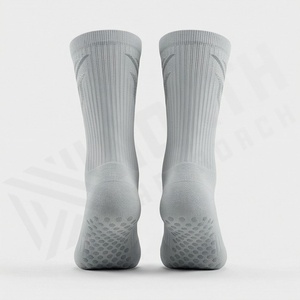 Light Gray Crew Running <b>Socks</b> Geometric Pattern Breathable <b>Polyester</b> Spandex Adult Summer Athletic Sports <b>Socks</b> - Product Image 5