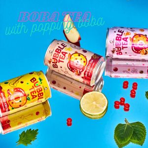 Sparkling Peach <b>Popping</b> <b>Boba</b> Tea with Flavor Ingredients - Product Image 2