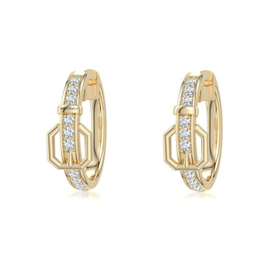 Luxury Buckle Design Cut Lab Grown Diamond <b>Hoop</b> Earrings 10K 14K 18K Gold 925 935 <b>Sterling</b> <b>Silver</b> Rhodium Plated Wedding Fine - Product Image 2