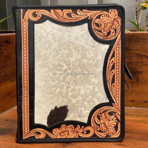 <b>A4</b> Business Padfolio Hand Tooled Leather File Organizer Portfolio <b>Document</b> <b>Folder</b> Multipocket Conference <b>Folder</b> with Ring Binder - Product Image 2