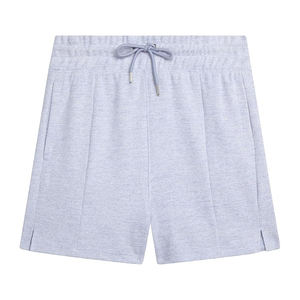 Pantalones cortos de lana para mujer, diseño de dobladillo curvo, cintura alta, bolsillos laterales, cordón elástico en la cintura, ajuste relajado, ropa de verano - Product Image 2