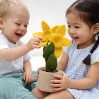 Pot de fleurs en feutre de laine fait main écologique en forme de tournesol |   Jouet éducatif pour les enfants de 5 à 7 ans, décoration et cadeau durables pour la maison