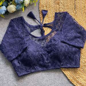 Party Wear Schiffli Embroidery Work With Sequence And Thread Work Readymade Blouse - Product Image 4