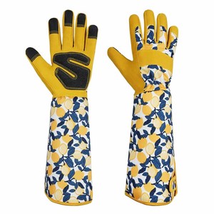 Gants de jardinage anti-épines pour femmes, robustes, pour la taille des roses, en cuir renforcé, compatibles avec les écrans tactiles, longueur jusqu'au coude - Product Image 1