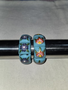 Handmade Resin Bangle Bracelet <b>Light</b> Blue Floral Pattern Art Collectible Piece for Women from India <b>by</b> Arif Handicrafts - Product Image 6