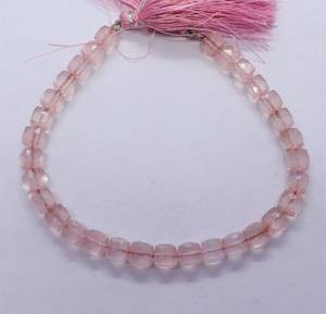 AAA Natural Rose Quartz Faceted Cube Beads 6-7MM Pink Quartz <b>Gemstone</b> Beads 8 Inch Quartz 3D Cube Beads for Jewelry Making - Product Image 3