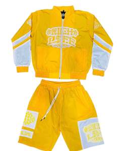 Custom <b>Men's</b> 1/4 Zip Nylon Windbreaker <b>Jacket</b> and Shorts Set Embroidered Water Resistant Sport Tracksuit - Product Image 5
