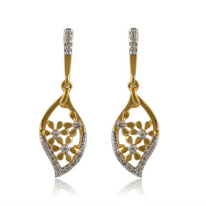 GLEAMORA ENTERPRISE Modern Long <b>Dangle</b> 9K Yellow Gold Women's <b>Earrings</b> Lab Grown Brilliant <b>Diamond</b> Accents Trendy OEM ODM 2.4g - Product Image 2
