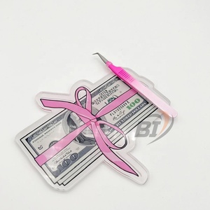 Diseño de dólar Acrílico Lash Tile Acero sostenible 90 grados Dos tonos Pinzas de extensión de pestañas Impresión personalizada Logo Pinzas para pestañas - Product Image 6