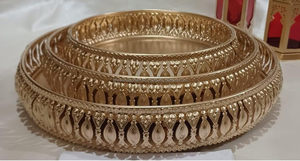 Ensemble de plateaux dorés pour offrir des plateaux décoratifs pour les festivals ensemble de plateaux pooja - Product Image 3