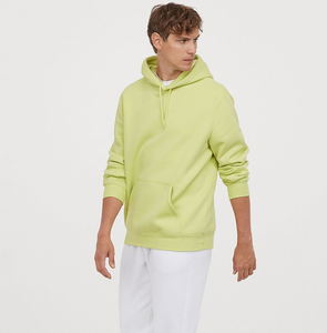 เสื้อฮู้ดดี้ผู้ชายสีเขียวมะนาวคุณภาพสูง ทรงปกติ ผ้าฝ้ายฟลีซ สไตล์สตรีทแวร์ - Product Image 2