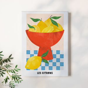 Cuadro Abstracto de Frutero con Limones, Ilustración en Lienzo, Arte Moderno para Cocina, Impresiones Coloridas y Estéticas, Decoración de Pared para Carrito de Bar, Madera - Product Image 1
